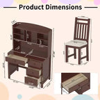Okak Moderner Home-Office-Computertisch aus Holz mit Desktop/Stuhl & Regal, Jugend-Schüler-Schreibtisch mit Stauraum zum Lernen, Büro