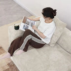 Großes modulares Ecksofa, Kordbezug, U-förmig, 4-Sitzer mit 2 Ottomanen und 5 Kissen