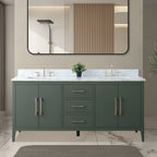 Vanity Art 72 Zoll Badezimmer-Waschtischunterschrank mit Doppelwaschbecken und Kunstmarmorplatte