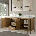 Vanity Art 72 Zoll Badezimmer-Waschtischunterschrank mit Doppelwaschbecken und Kunstmarmorplatte