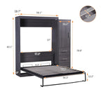 Graues klappbares Schrankbett mit Kleiderschrank & 3 Schubladen, Full/Twin, 1-Personen