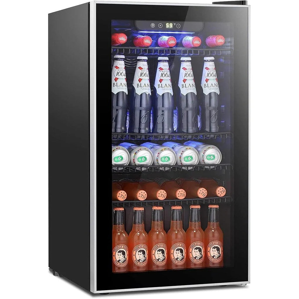 Getränkekühlschrank - Mini-Kühlschrank mit Glastür für 120 Dosen