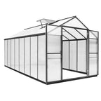 VEIKOUS Aluminium-Gewächshaus-Bausatz mit begehbarem Garten, verstellbarer Dachluke und abschließbarer Tür, Grau