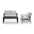 Crosley Kaplan Outdoor-Sitzgruppe, 3-teilig, aus Stahl, mit Zweiersofa, Sessel und Couchtisch