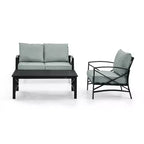 Crosley Kaplan Outdoor-Sitzgruppe, 3-teilig, aus Stahl, mit Zweiersofa, Sessel und Couchtisch