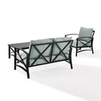 Crosley Kaplan Outdoor-Sitzgruppe, 3-teilig, aus Stahl, mit Zweiersofa, Sessel und Couchtisch