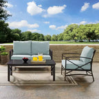 Crosley Kaplan Outdoor-Sitzgruppe, 3-teilig, aus Stahl, mit Zweiersofa, Sessel und Couchtisch