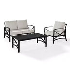 Crosley Kaplan Outdoor-Sitzgruppe, 3-teilig, aus Stahl, mit Zweiersofa, Sessel und Couchtisch
