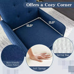 Costway Akzentstuhl aus Leinen Modern Einzelsofa Sessel mit Massiven Metallbeinen Blau/Grau/Weiß
