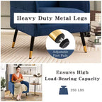 Costway Akzentstuhl aus Leinen Modern Einzelsofa Sessel mit Massiven Metallbeinen Blau/Grau/Weiß