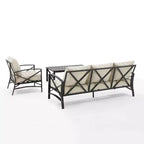 Crosley Kaplan 3-teiliges Outdoor-Garten-Sofa-Set mit Sofa & Sessel mit Couchtisch