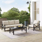 Crosley Kaplan 3-teiliges Outdoor-Garten-Sofa-Set mit Sofa & Sessel mit Couchtisch