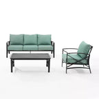 Crosley Kaplan 3-teiliges Outdoor-Garten-Sofa-Set mit Sofa & Sessel mit Couchtisch