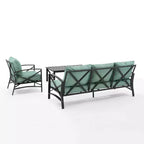 Crosley Kaplan 3-teiliges Outdoor-Garten-Sofa-Set mit Sofa & Sessel mit Couchtisch