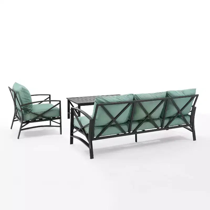 Crosley Kaplan 3-teiliges Outdoor-Garten-Sofa-Set mit Sofa & Sessel mit Couchtisch