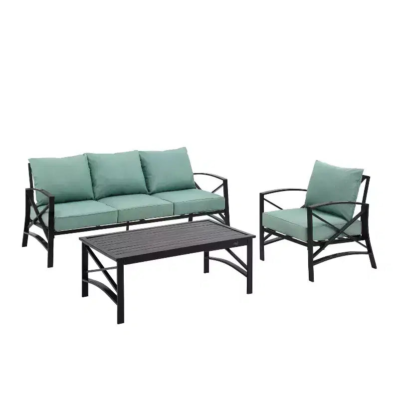 Crosley Kaplan 3-teiliges Outdoor-Garten-Sofa-Set mit Sofa & Sessel mit Couchtisch