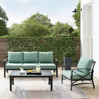 Crosley Kaplan 3-teiliges Outdoor-Garten-Sofa-Set mit Sofa & Sessel mit Couchtisch