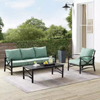 Crosley Kaplan 3-teiliges Outdoor-Garten-Sofa-Set mit Sofa & Sessel mit Couchtisch
