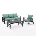 Crosley Kaplan 3pc Outdoor Patio Sofa Set with Sofa & Arm Chair with Coffee Table