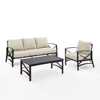 Crosley Kaplan 3-teiliges Outdoor-Garten-Sofa-Set mit Sofa & Sessel mit Couchtisch