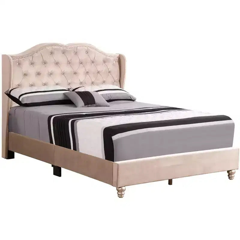Passion Furniture Joy Jewel Tufted Full Panel Bed