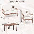 Costway 4-teiliges Terrassen-Gesprächs-Set Akazienholz Sofa Couchtisch mit gepolstertem Sitz