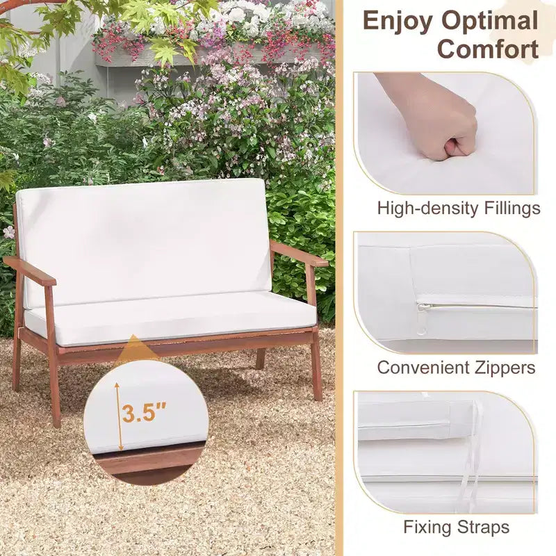 Costway 4-teiliges Terrassen-Gesprächs-Set Akazienholz Sofa Couchtisch mit gepolstertem Sitz