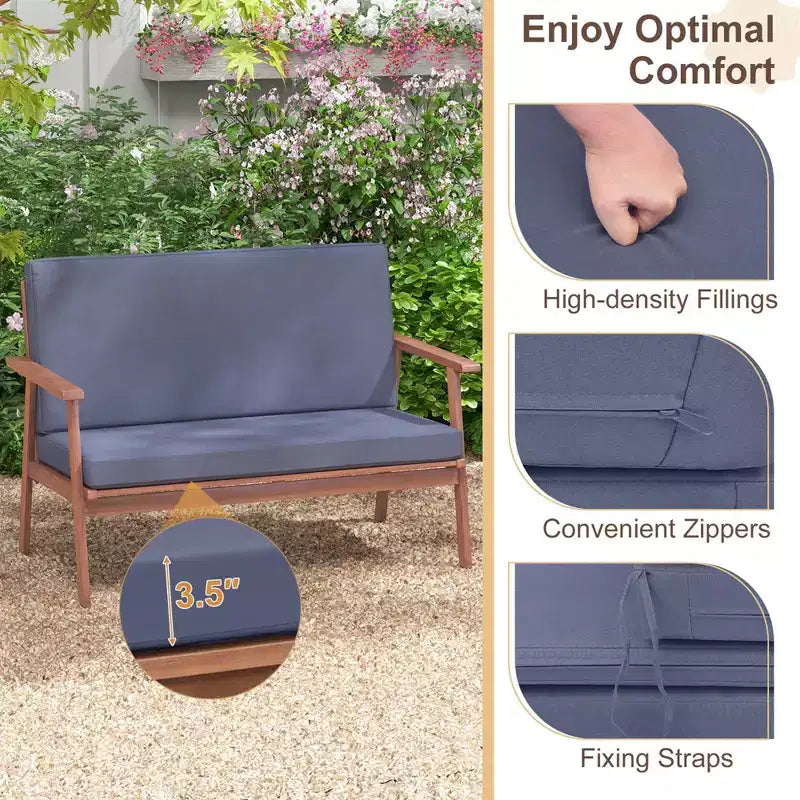 Costway 4-teiliges Terrassen-Gesprächs-Set Akazienholz Sofa Couchtisch mit gepolstertem Sitz