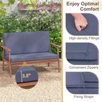 Costway 4-teiliges Terrassen-Gesprächs-Set Akazienholz Sofa Couchtisch mit gepolstertem Sitz