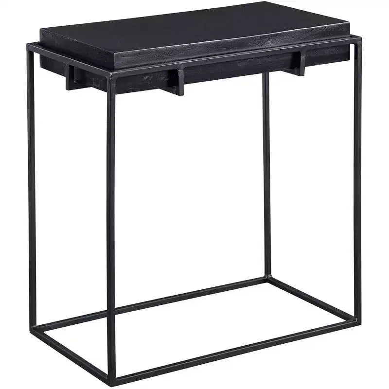Uttermost Modern Aluminum Rectangular Accent Side End Table 22 x 12 1/2 Oxidized Black Iron Frame for Living Room Bedroom House