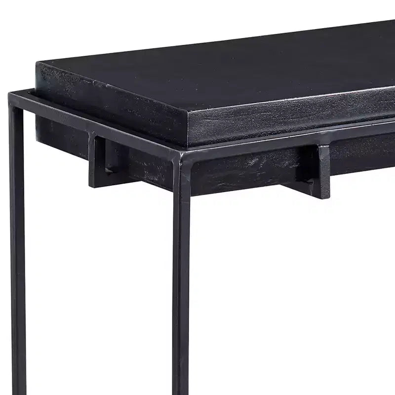 Uttermost Moderner Aluminium-Rechteck-Akzent-Beistelltisch 22 x 12 1/2 Oxidiertes Schwarz-Eisen-Gestell für Wohnzimmer Schlafzimmer Haus