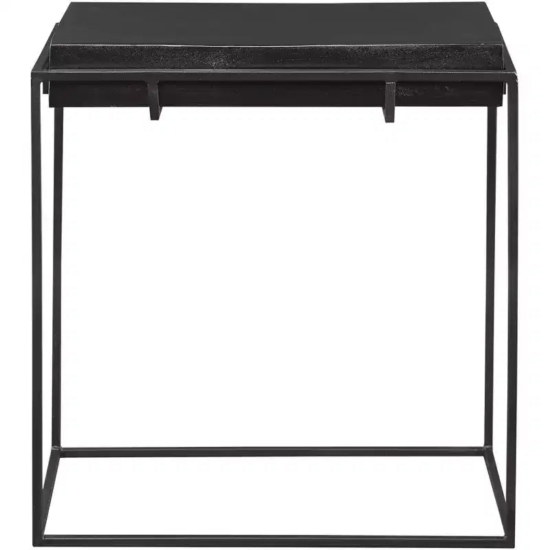 Uttermost Moderner Aluminium-Rechteck-Akzent-Beistelltisch 22 x 12 1/2 Oxidiertes Schwarz-Eisen-Gestell für Wohnzimmer Schlafzimmer Haus