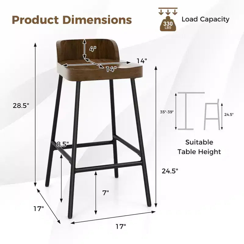 Costway 2er/4er-Set 62 cm niedriger Barhocker, Industrie-Design, Thekenhöhe
