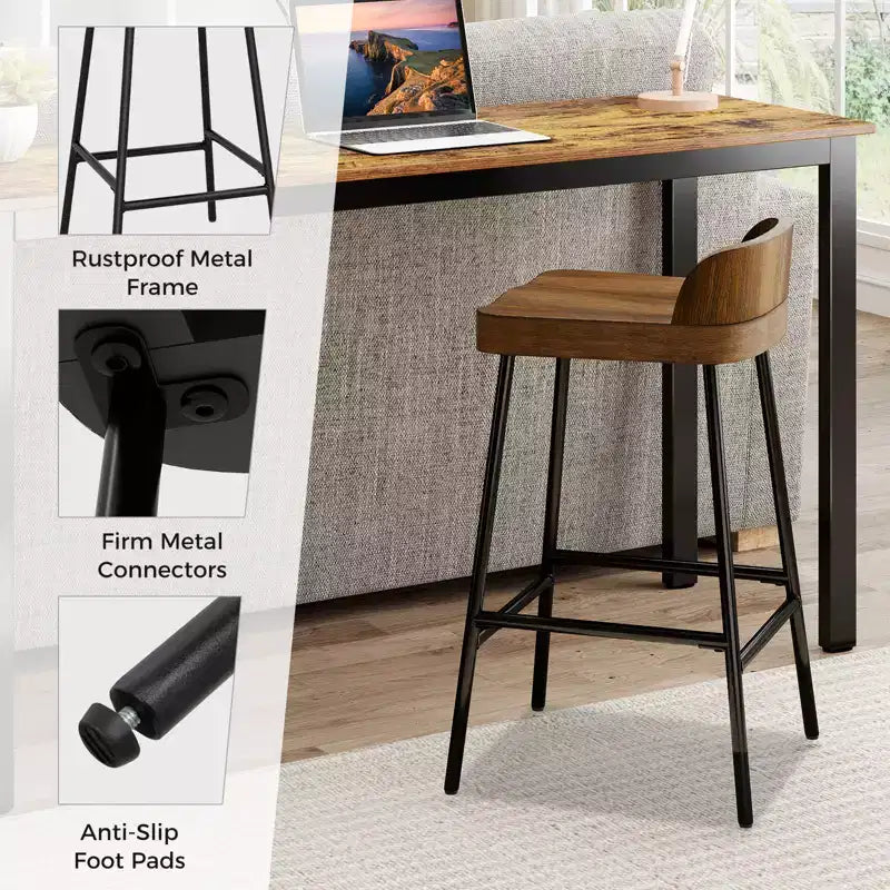 Costway 2er/4er-Set 62 cm niedriger Barhocker, Industrie-Design, Thekenhöhe