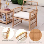 Costway 5-teiliges Terrassen-Rattan-Geflecht-Konversationsset mit 2-stöckigem Couchtisch & 2 Hockern