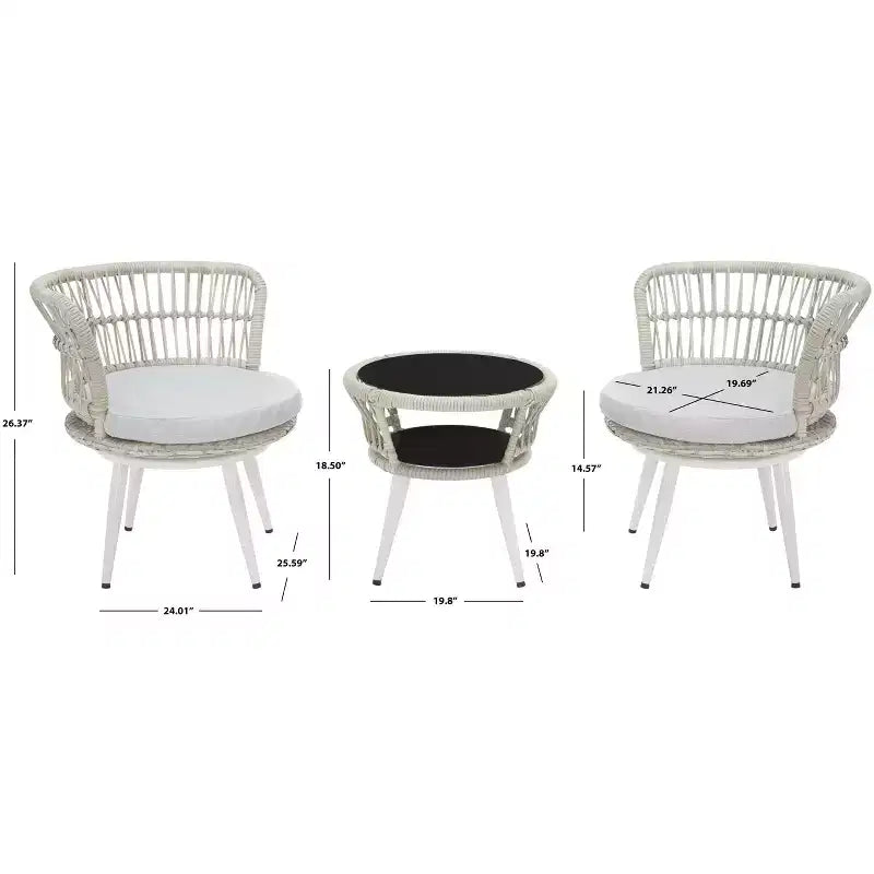 Kyomi 3-teiliges Loungeset – Indoor/Outdoor – PAT9032 – Safavieh