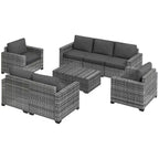 Outsunny Loungemöbel-Set mit Kissen und Couchtisch mit Stauraumfunktion