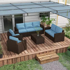 Outsunny Loungemöbel-Set mit Kissen und Couchtisch mit Stauraumfunktion