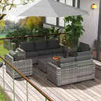 Outsunny Loungemöbel-Set mit Kissen und Couchtisch mit Stauraumfunktion