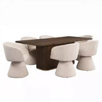 Christopher Knight Home Yodsak Modernes 7-teiliges Esszimmer-Set aus Holz und Metall mit 180°-Drehstühlen