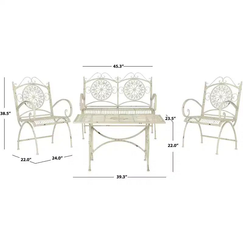 Sophie 4-teiliges Terrassenmöbel-Set – Innen/Außen – PAT5001 – Safavieh