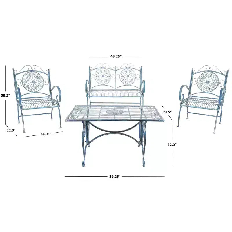 Sophie 4-teiliges Terrassenmöbel-Set – Innen/Außen – PAT5001 – Safavieh