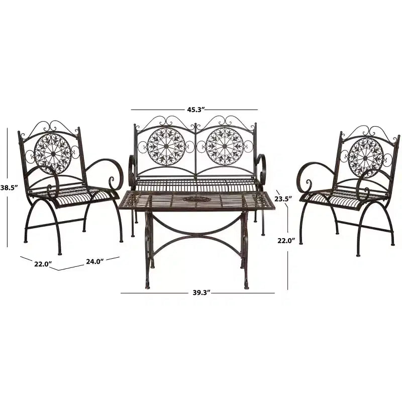 Sophie 4-teiliges Terrassenmöbel-Set – Innen/Außen – PAT5001 – Safavieh