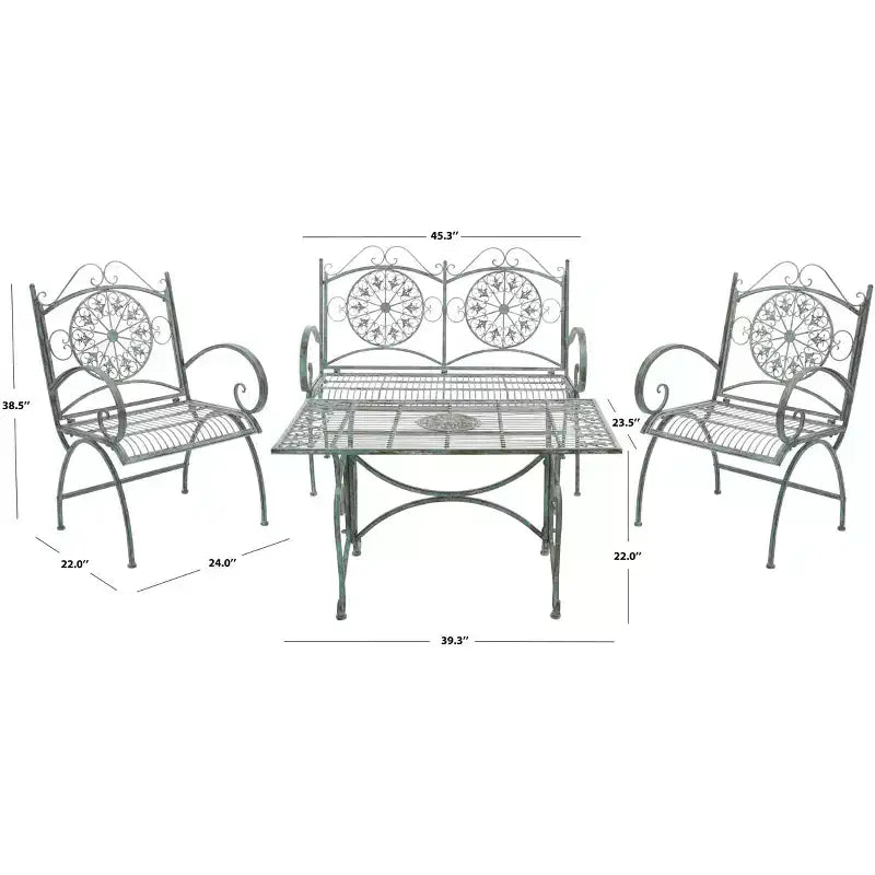 Sophie 4-teiliges Terrassenmöbel-Set – Innen/Außen – PAT5001 – Safavieh