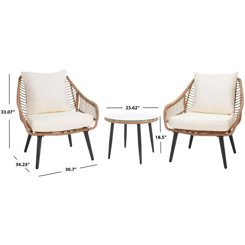 Warlen 3-teiliges Lounger-Set – Innen/Außen – PAT9016 – Natur/Beige – Safavieh