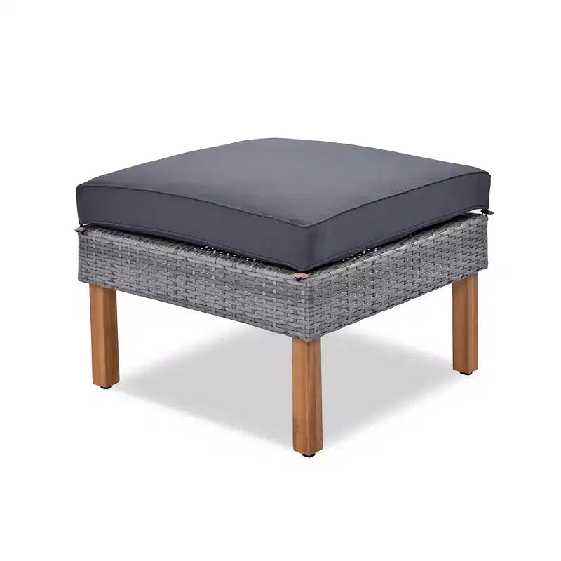 9-teiliges Rattan-Sofa-Set für den Außenbereich, Lounge-Gruppe mit Couchtisch und waschbaren Kissen, Grau-ModernLuxe