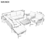 9-teiliges Rattan-Sofa-Set für den Außenbereich, Lounge-Gruppe mit Couchtisch und waschbaren Kissen, Grau-ModernLuxe