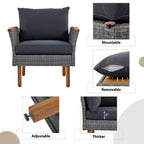 9-teiliges Rattan-Sofa-Set für den Außenbereich, Lounge-Gruppe mit Couchtisch und waschbaren Kissen, Grau-ModernLuxe