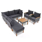 9-teiliges Rattan-Sofa-Set für den Außenbereich, Lounge-Gruppe mit Couchtisch und waschbaren Kissen, Grau-ModernLuxe