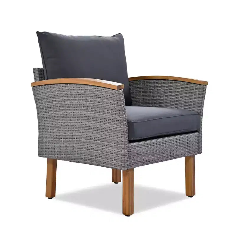 9-teiliges Rattan-Sofa-Set für den Außenbereich, Lounge-Gruppe mit Couchtisch und waschbaren Kissen, Grau-ModernLuxe
